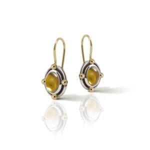 Oval Citrine Cabochon Drop Earrings by Scarab Jewellery Studio