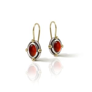 Oval Garnet Cabochon Drop Earrings by Scarab Jewellery Studio