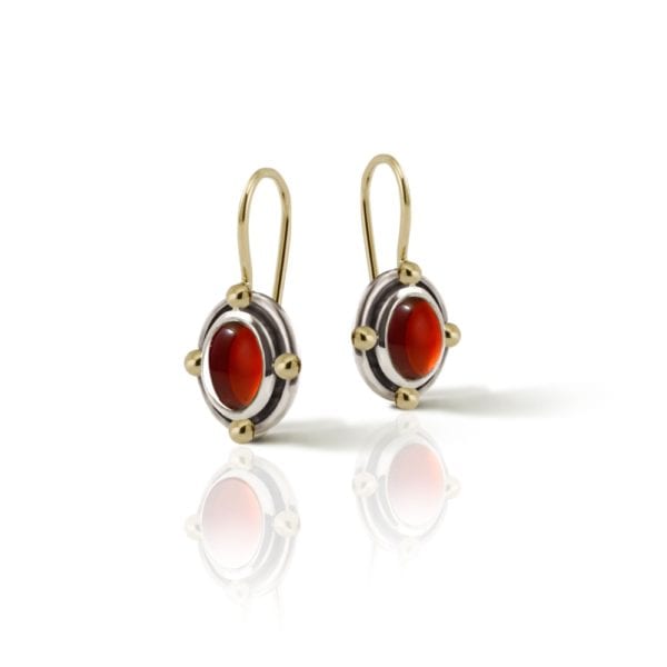 Oval Garnet Cabochon Drop Earrings by Scarab Jewellery Studio