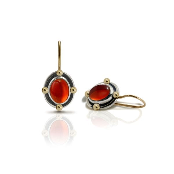 Oval Garnet Cabochon Drop Earrings by Scarab Jewellery Studio
