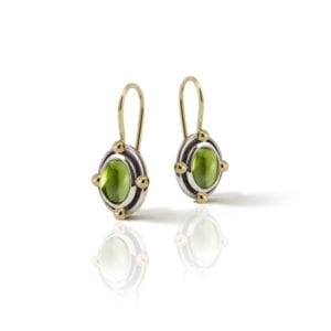 Oval Peridot Cabochon Drop Earrings by Scarab Jewellery Studio