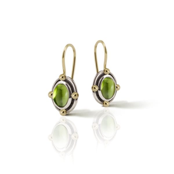 Oval Peridot Cabochon Drop Earrings by Scarab Jewellery Studio