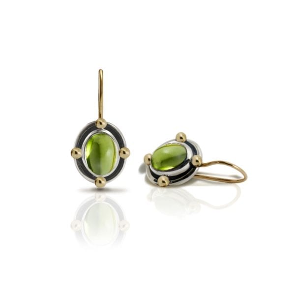 Oval Peridot Cabochon Drop Earrings by Scarab Jewellery Studio