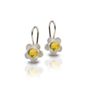 Silver Shasta Daisy Citrine Earrings by Scarab Jewellery Studio