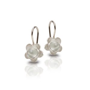 Silver Shasta Daisy Moonstone Earrings by Scarab Jewellery Studio