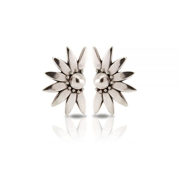 Silver Dandelion Stud Earrings by Scarab Jewellery Studio