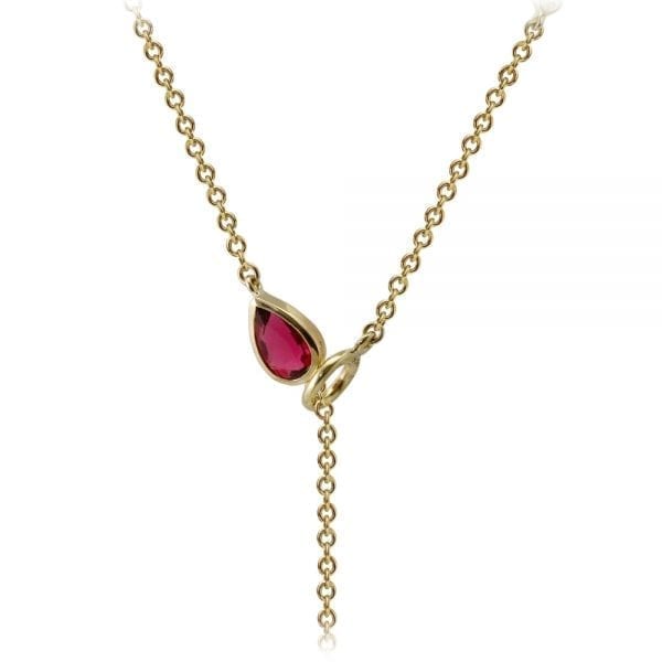 Gold Lariat Necklace MultiColored Gemstones by Scarab Jewellery Studio