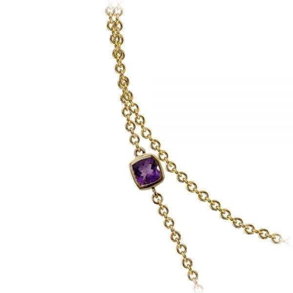 Gold Lariat Necklace MultiColored Gemstones by Scarab Jewellery Studio