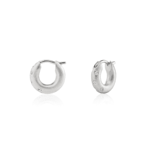 Huggie Diamond Earrings White Gold by Scarab Jewellery Studio