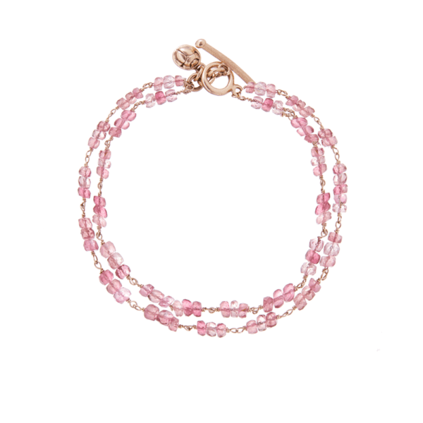 Pink Tourmaline 2 Strand Gemstone Bracelet by Scarab Jewellery Studio