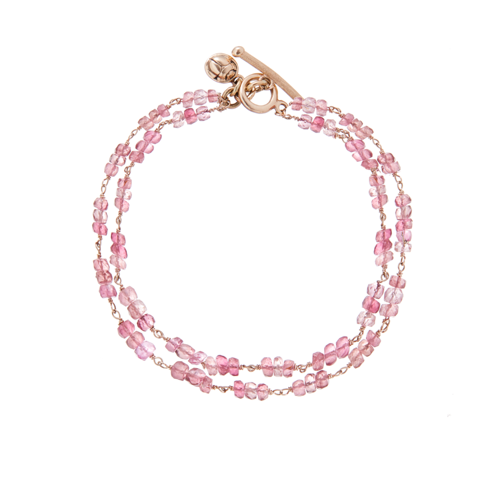 Pink Tourmaline 2 Strand Gemstone Bracelet by Scarab Jewellery Studio
