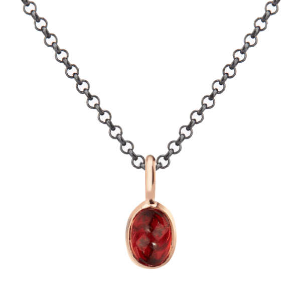 Rose Gold Scarab Garnet Pendant by Scarab Jewellery Studio