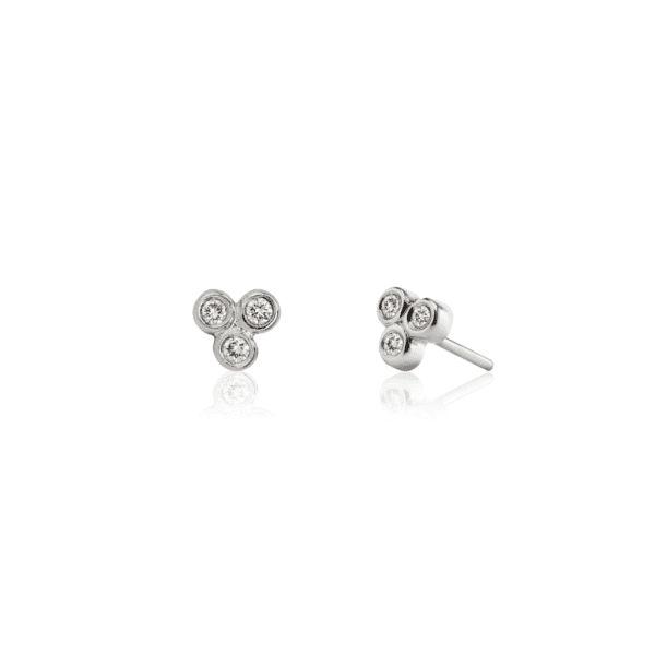 Three Stone Grape Earrings Diamonds Studs by Scarab Jewellery Studio Cape Town