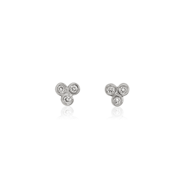 Three Stone Grape Earrings Diamonds Studs by Scarab Jewellery Studio Cape Town