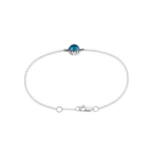 Dainty Namaqua Daisy Swiss Blue Topaz Cabochon Silver Bracelet